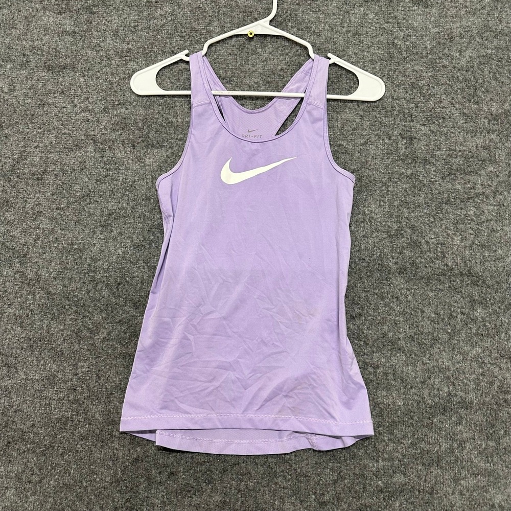 Nike Tank Top Womens Size XS Purple Dri-Fit Racerback Logo Athletic Gym Shirt